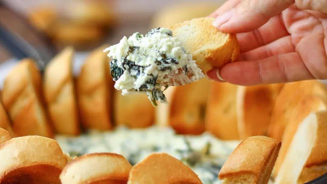 Warm Feta Spinach Olive and Cream Cheese Dip